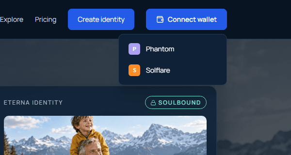 The wallet picker showing installed wallets (Phantom, Solflare) to choose from